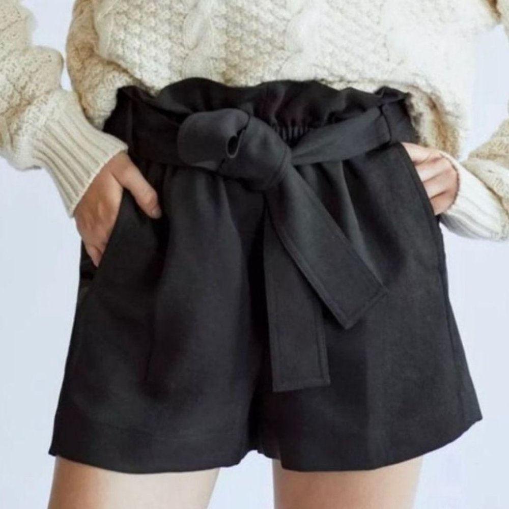 Wilfred Aritzia Paperbag Tie Sash Shorts in Black Sz 10